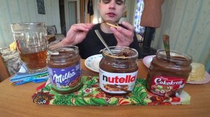 МУКБАНГ АСМР Milka / Nutella / Cokokrem / ШОКОЛАДНО - ОРЕХОВАЯ ПАСТА / ДЕСЕРТ / ASMR Mukbang #419