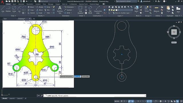 #21 Practice Exercise 18 for Beginners in AutoCAD 2021 || 2D Drawing & Sketcher |Advanced|#yateesh| смотреть онлайн