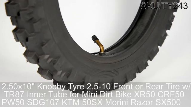 2.50x10" Knobby Tyre 2.5-10 Front or Rear Tire w/ TR87 Inner Tube for Mini Dirt Bike XR50 CRF50 смотреть онлайн