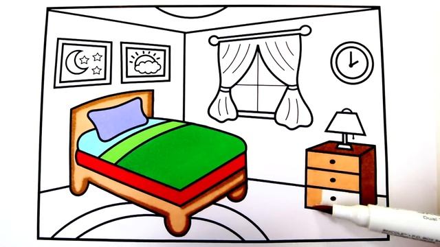 How to Draw a Bedroom Step by Step for Kids ??Bedroom Drawing | Bedroom Coloring Pages for Kids смотреть онлайн
