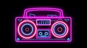 футаж неоновый магнитофон