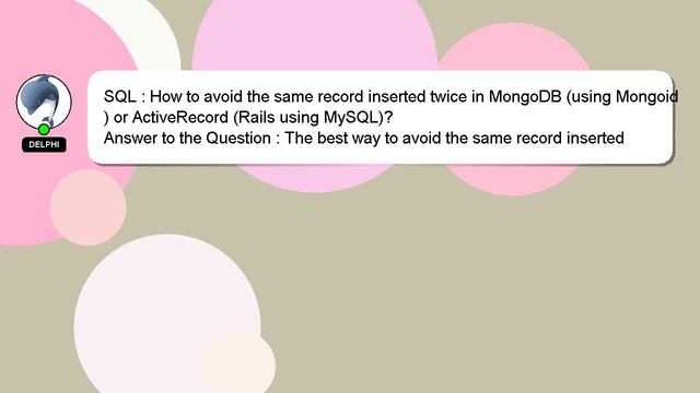 SQL : How to avoid the same record inserted twice in MongoDB (using Mongoid) or ActiveRecord (Rails смотреть онлайн