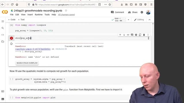 Modeling and Simulation in Python - Chapter 7 - Graphing Net Growth as a Function of Population смотреть онлайн