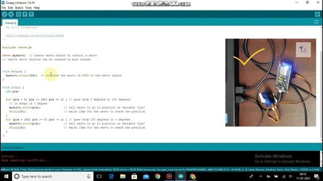 How to control servo motor with nodemcu - Arduino IDE - Default servo code snippet - windows 10 смотреть онлайн