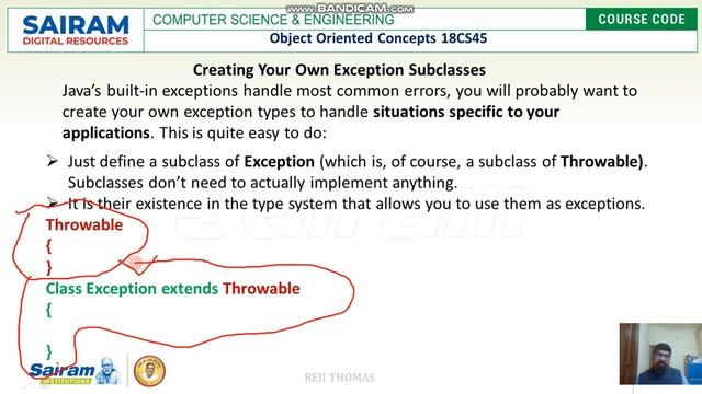 LectureVideo_18CS45_Module 3_Built in Exception in Java _Reji Thomas смотреть онлайн