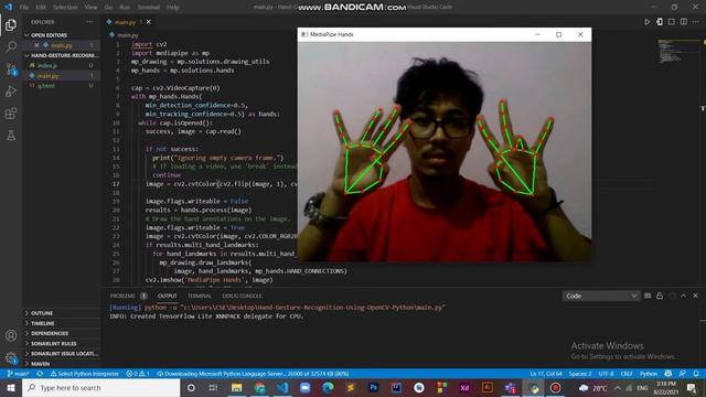 Hand gesture detection using OpenCV Python and media pipe смотреть онлайн