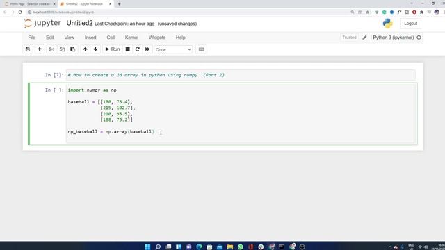 How to create a 2d array in python using numpy Part 2 смотреть онлайн