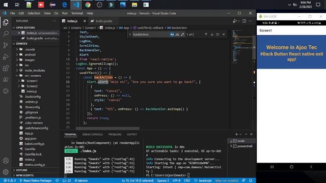 Back Button React native exit app? || in Hindi смотреть онлайн
