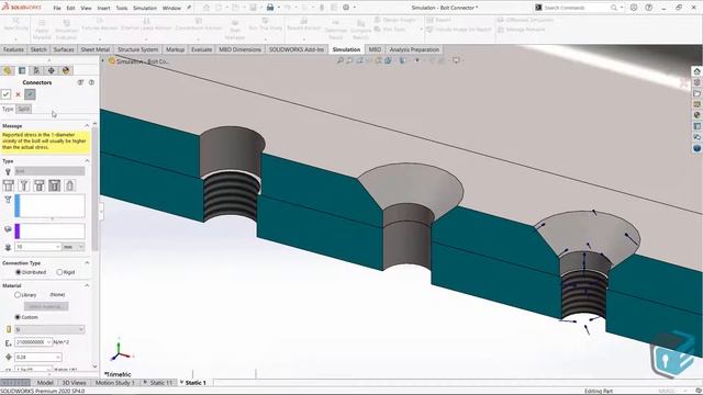 SOLIDWORKS Simulation - Bolt Connection смотреть онлайн