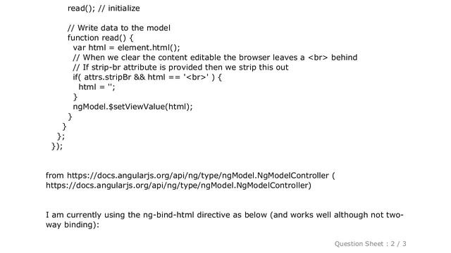 HTML : How do I achieve two way binding for a contenteditable element using ng-bind-html in Angular смотреть онлайн