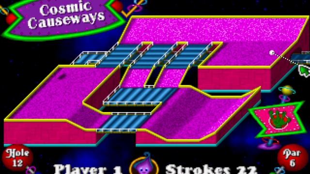 Fuzzy's World Of Miniature Space Golf (MS-DOS, 1995) - Walkthrough 18 Holes