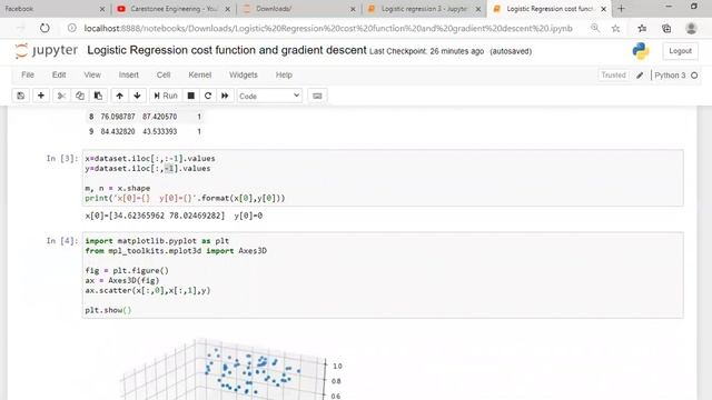 Python Implementation of Logistic Regression Using Cost Function and Gradient Descent смотреть онлайн