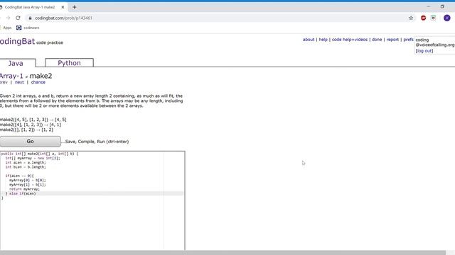 Array-1(make2) Java Tutorial || codingbat.com смотреть онлайн
