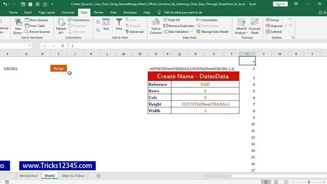 Create Dynamic Line Chart || Create Names || Match Offset Functions || In Excel смотреть онлайн