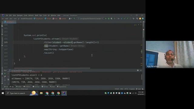 2023 Java Training Session 52 Stream API Examples Get all the name & age of students in upper case смотреть онлайн