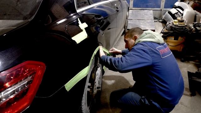 Кузовной ремонт Mercedes E-class покраска заднего правого крыла смотреть онлайн
