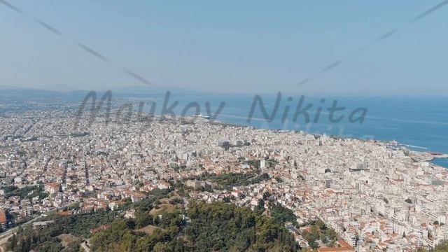 Patras, Greece. Central part of the city in summer. Sunny day, Aerial View смотреть онлайн