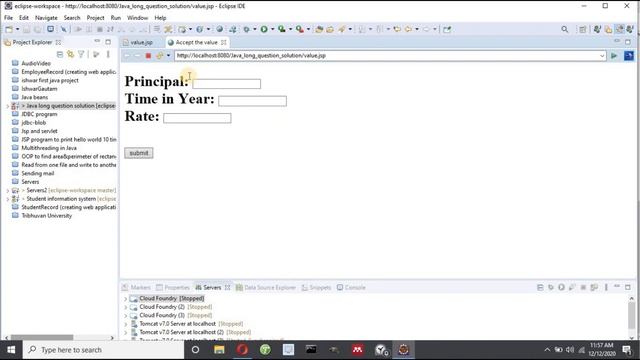 JSP and Servlet program | Calculate simple interest and do necessary validation смотреть онлайн