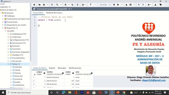 ELIMINAR DATOS EN UNA TABLA (POSTGRESQL) смотреть онлайн