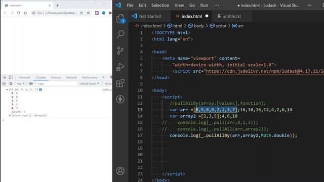 lodash pullAllBy | how to remove some values from an array. смотреть онлайн