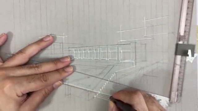 Timelapse of ARCHITECTURAL sketch. 3D in 2D plane. смотреть онлайн