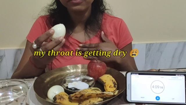 Egg eating + banana + apple challenge | no water| timer ⏰ on | mukbang video смотреть онлайн