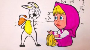 ?️ Masha and the Bear Coloring Page: Masha and Rabbit