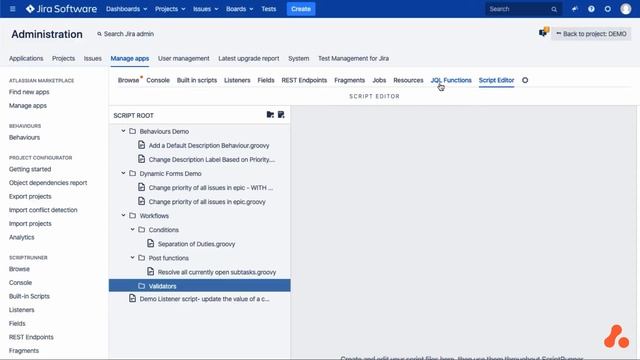 Store, manage & organise scripts in app with Script Editor | ScriptRunner for Jira Server/DC смотреть онлайн