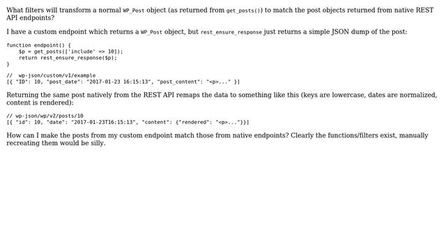 Wordpress: Match REST API post output from custom endpoint смотреть онлайн