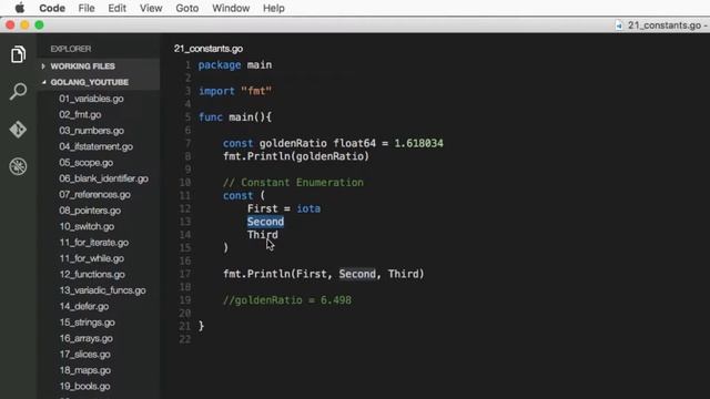 Go Programming (golang) - 07: Constants, Enums & iota смотреть онлайн