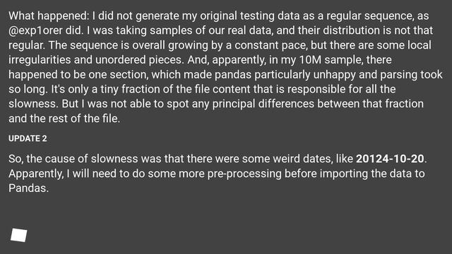 Parsing large amount of dates with pandas - scalability - performance drops faster than linear смотреть онлайн