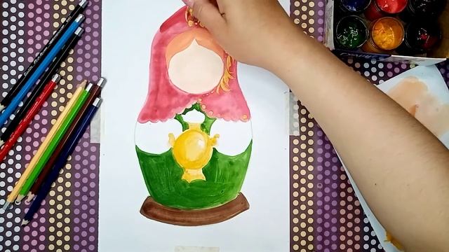 Как нарисовать матрёшку (символ России) смотреть онлайн