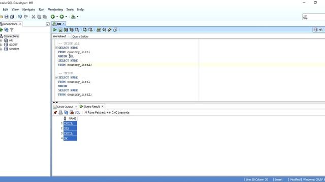 UNION AND UNION ALL SET OPERATOR IN ORACLE SQL смотреть онлайн