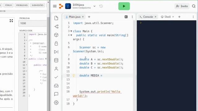 Beecrowd - URI - 1006 - Média 2 - Linguagem Java смотреть онлайн