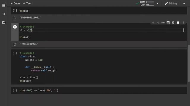 Python build-in bin() method смотреть онлайн
