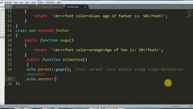 multilevel inheritance in php | what is multi level inheritance in php | php oop смотреть онлайн