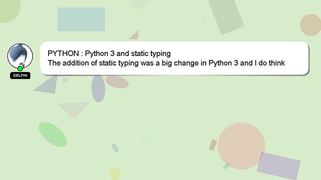 PYTHON : Python 3 and static typing смотреть онлайн