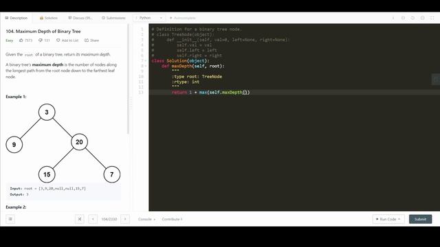 LeetCode Maximum Depth of Binary Tree | Recursion | Python смотреть онлайн