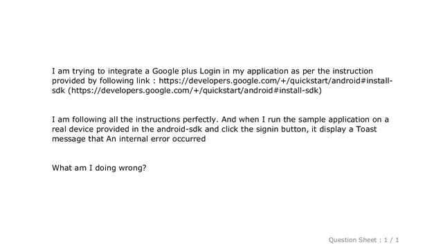 Android : "An internal error occurred" with integration of Google Plus Login смотреть онлайн