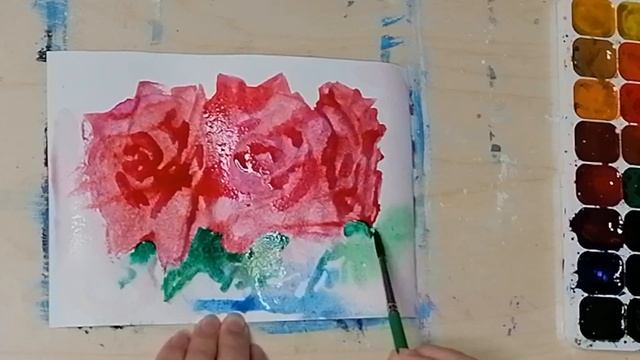 Реалистичные розы акварелью нарисовала с помощью визитки рисуем просто смотреть онлайн