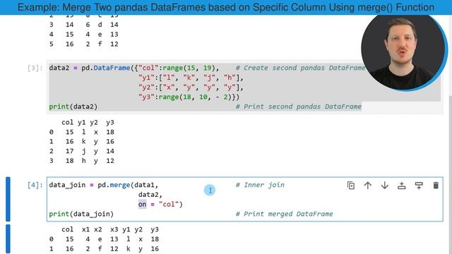 Join pandas DataFrames based on Particular Column in Python (Example) | merge Function & on Argumen смотреть онлайн