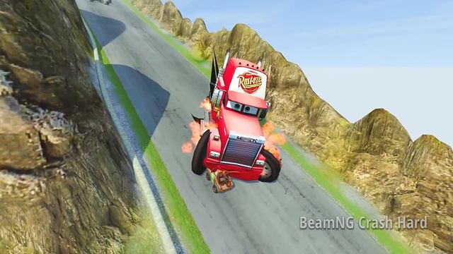 Epic Battle Big & Small Lightning McQueen Vs Small Pixar Cars With Big Wheels In BeamNG Drive!