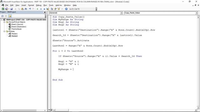 PART 156 - COPY PASTE VALUES BASED ON DYNAMIC ROW & COLUMN RANGES IN VBA (TAMIL) | Kallanai YT смотреть онлайн