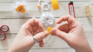 Весенняя камелия из репсовых лент DIY
