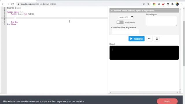 VB.Net dengan jDoodle.com смотреть онлайн