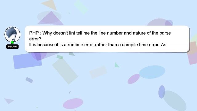 PHP : Why doesn't lint tell me the line number and nature of the parse error? смотреть онлайн