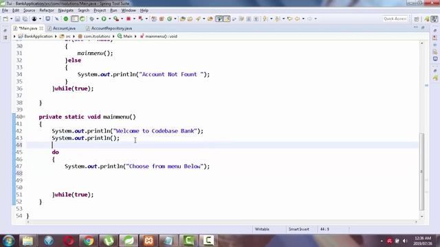 Java Bank Application 6(Implementing Bank Home menu) смотреть онлайн