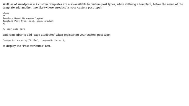 Wordpress: How to get template drop down menu in page-attributes of custom post type? смотреть онлайн