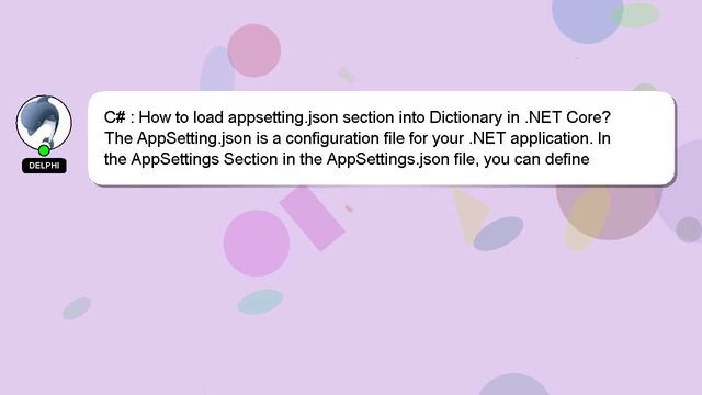 C# : How to load appsetting.json section into Dictionary in .NET Core? смотреть онлайн