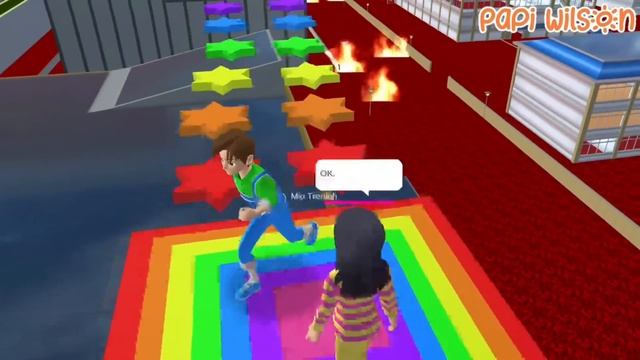 Sakura Yuta Mio Main Parkour Pelangi Floor Is Lava Joget Baru??? | Sakura School | Papi Wilson